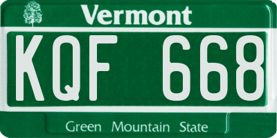 VT license plate KQF668