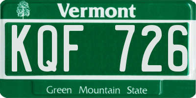 VT license plate KQF726