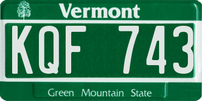 VT license plate KQF743