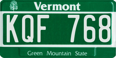 VT license plate KQF768