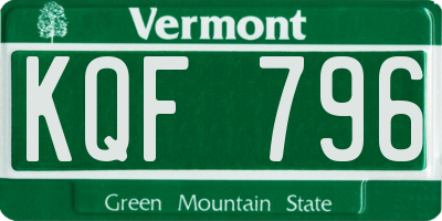 VT license plate KQF796