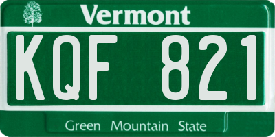 VT license plate KQF821
