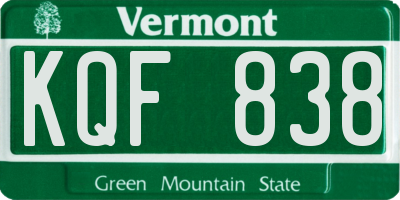 VT license plate KQF838
