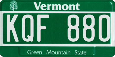 VT license plate KQF880