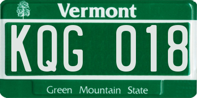 VT license plate KQG018