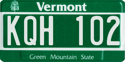 VT license plate KQH102