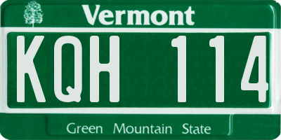 VT license plate KQH114