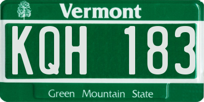 VT license plate KQH183
