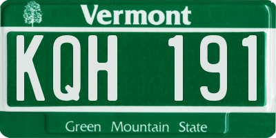 VT license plate KQH191