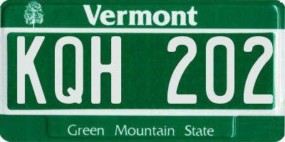 VT license plate KQH202