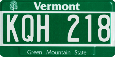 VT license plate KQH218