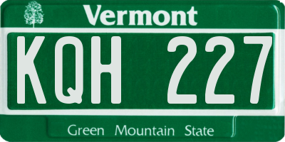 VT license plate KQH227
