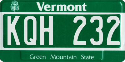 VT license plate KQH232