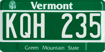VT license plate KQH235