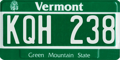 VT license plate KQH238