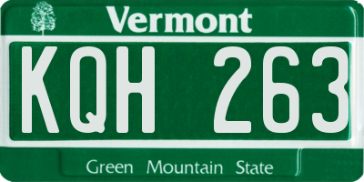 VT license plate KQH263