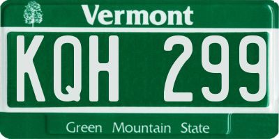 VT license plate KQH299