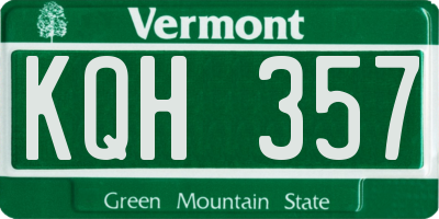 VT license plate KQH357