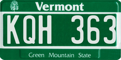 VT license plate KQH363