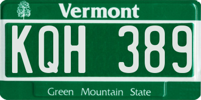VT license plate KQH389