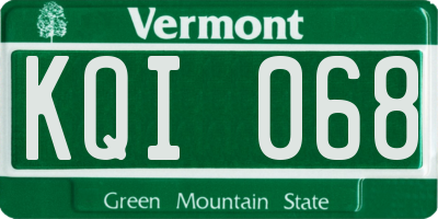 VT license plate KQI068