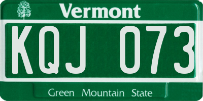 VT license plate KQJ073