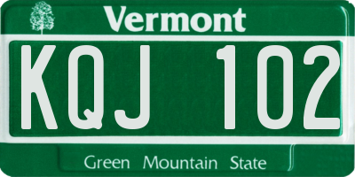 VT license plate KQJ102