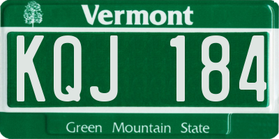 VT license plate KQJ184