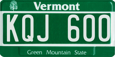 VT license plate KQJ600