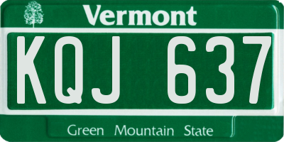 VT license plate KQJ637