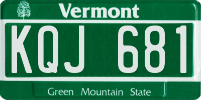 VT license plate KQJ681