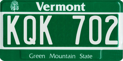 VT license plate KQK702