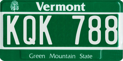VT license plate KQK788