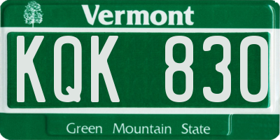 VT license plate KQK830