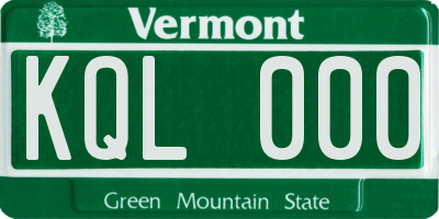VT license plate KQL000