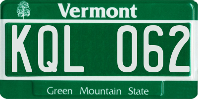 VT license plate KQL062