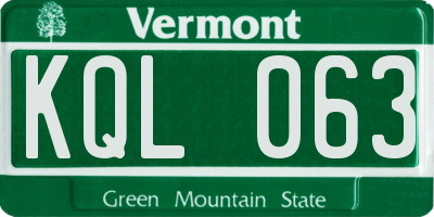 VT license plate KQL063