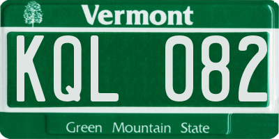 VT license plate KQL082