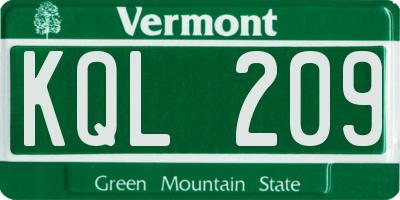 VT license plate KQL209
