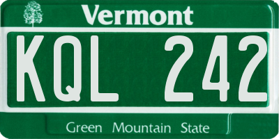 VT license plate KQL242