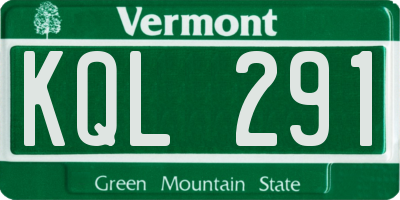 VT license plate KQL291