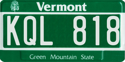 VT license plate KQL818