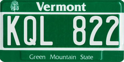 VT license plate KQL822