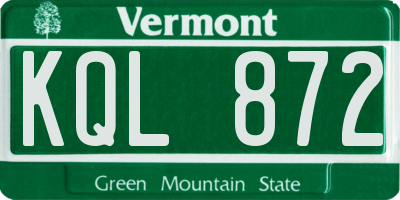 VT license plate KQL872