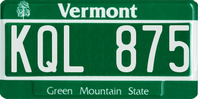 VT license plate KQL875