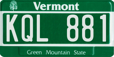 VT license plate KQL881