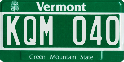 VT license plate KQM040