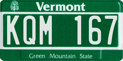 VT license plate KQM167