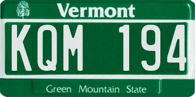 VT license plate KQM194