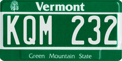 VT license plate KQM232